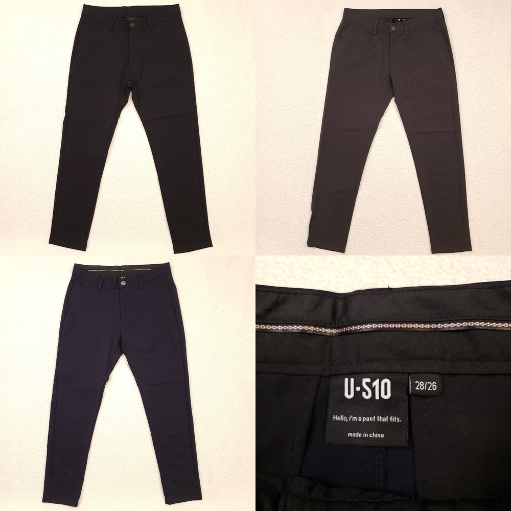 U-510 Chino Pants Bundle of 3 Men 28x26 Blue Black Gray Performance Slim Tapered